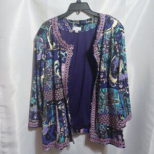 Joan Rivers Jacket Purple Teal Pink Blue Size 3X Fairycore Whimsigoth
